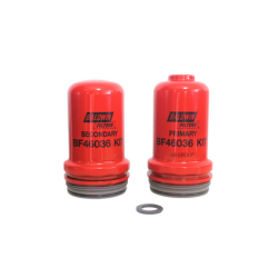 BF46036 KIT Baldwin juego de dos filtros de combustible el primario con rosca para sensor de Cosechadoras Massey Ferguson. V8370