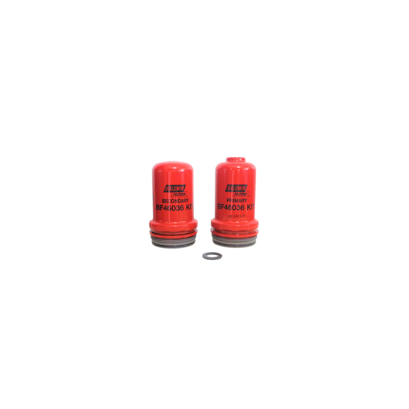 BF46036 KIT Baldwin juego de dos filtros de combustible el primario con rosca para sensor de Cosechadoras Massey Ferguson. V8370